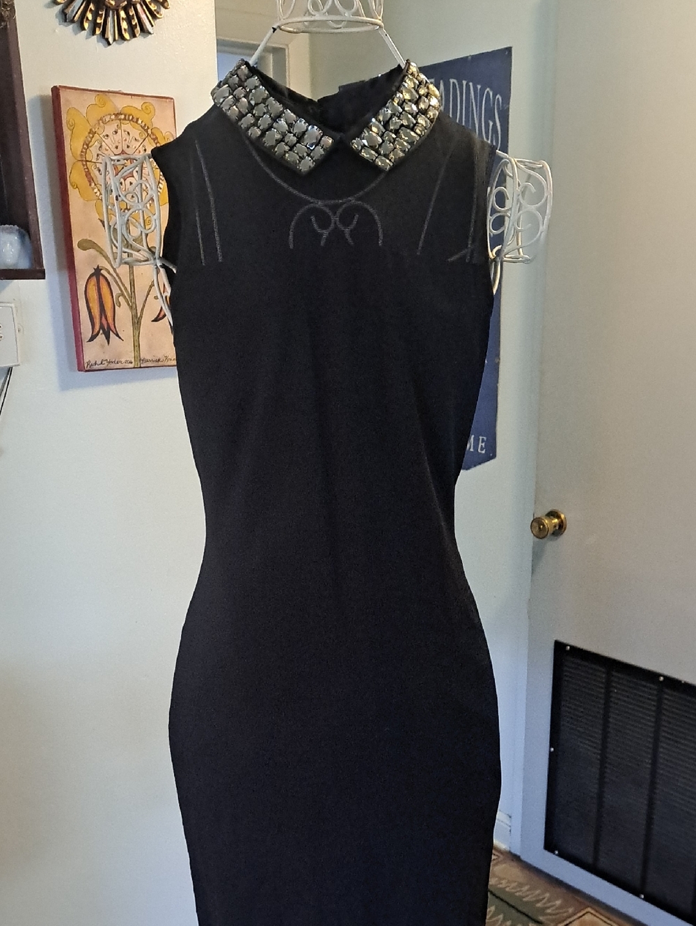 LAUREN by Ralph Lauren Sleeveless Dress With Embellished Collar, S